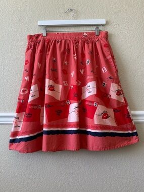 ModCloth 100% Cotton Kiss Lips Love Letters Skirt Novelty Print XL